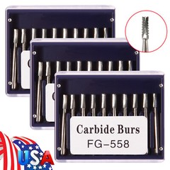 Dental Midwest FG #558 Straight Fissure Crosscut Carbide Burs 10-100Pk
