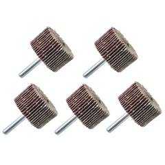 Aluminum Oxide Shank Mounted Flap Wheels, 1-1/2″ x 1″ x 1/4″, 60 Grit – 5 Pack