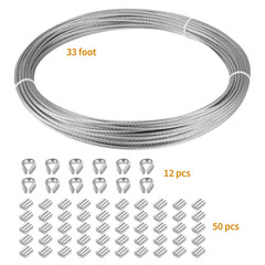 1/16 inch Stainless Steel 304 Aircraft Cable Wire Rope Marine Grade, 33 FT Lengt