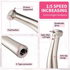 Dental Brushless LED Electric Micro Motor 1:5 Increasing Handpiece 3 Speed Rang