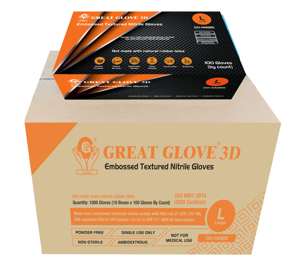 Great Glove Heavy Duty Nitrile Gloves-8Mil Orange (Case of 10 Boxes)