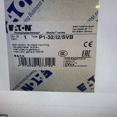 P132/I2/SVB. MAIN SWITCH. EATON. MADE IN UK. (NOT IN CHINA)