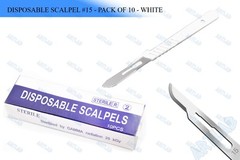 10 LOT STERILE DISPOSABLE SCALPELS #15 SINGLE USE – DENTAL,SURGICAL,DERMAPLANING