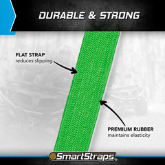 24 In. Green Flat Strap Bungee Cord with Hooks – 2 Pack