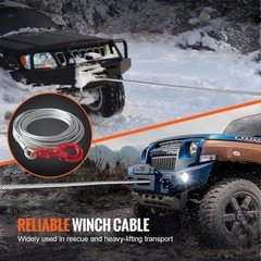 Galvanized Steel Winch Cable, 3/8 Inch X 50 Feet 15,200 Lbs Breaking Strength, W