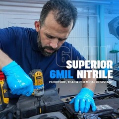 Heavy Duty 6 Mil Blue Nitrile Gloves Disposable Latex & Powder Free -Extra St…