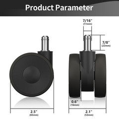 5Pcs Office Chair Casters 2.5-inch 600 lbs capacity silent casters replacement