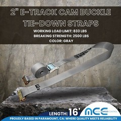 2″ x 12′ 16′ 20′ E-Track Cam Buckle Tie Down Strap for Truck Trailer Cargo Van
