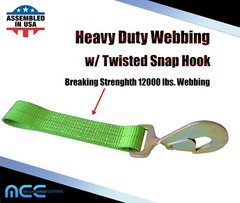 USA 2″ x 8′ Axle Strap Car Trailer Hauler Ratchet Tie Down Strap w/ Snap Hook