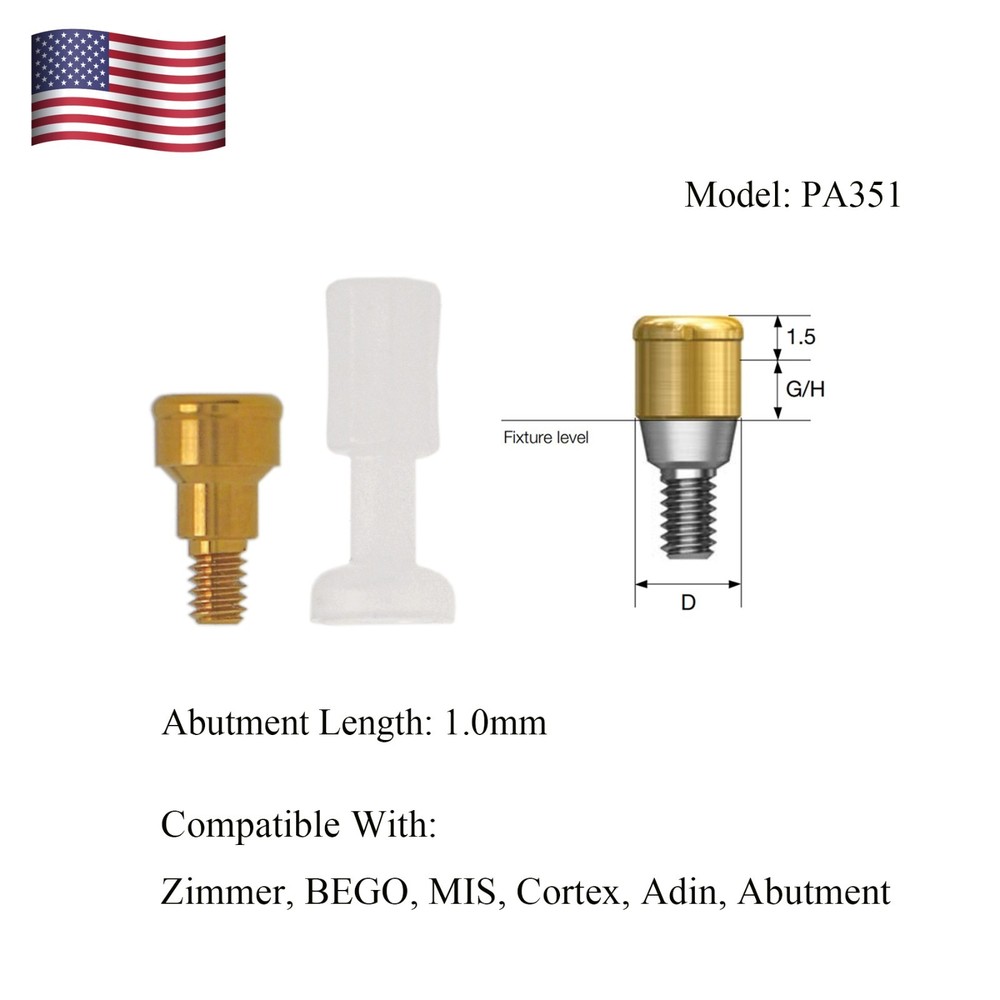 Dental Zest Locator Attachment Abutment for Zimmer ZimVie 3.5mm Implant platform