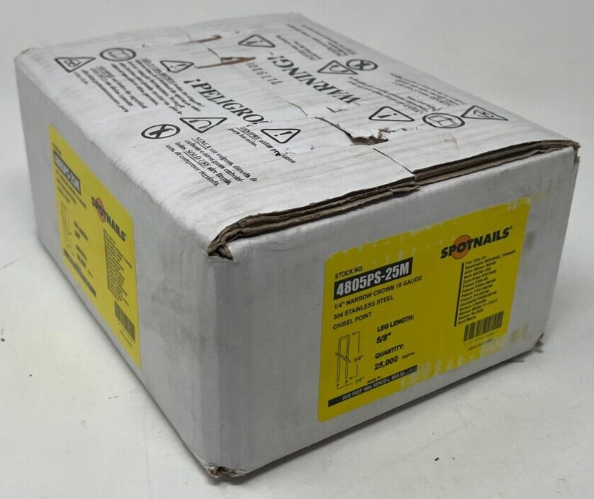 SPOTNAILS 4805PS-2.5M 5/8″ Narrow Crown Staple, Stainless, 1 Case of 10 Boxes
