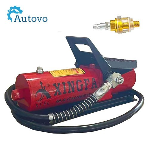 Air Hydraulic Foot Pump: 10,000 PSI, 0.45 Gal, 3/8″NPT Out, 1/4″In Lubricator