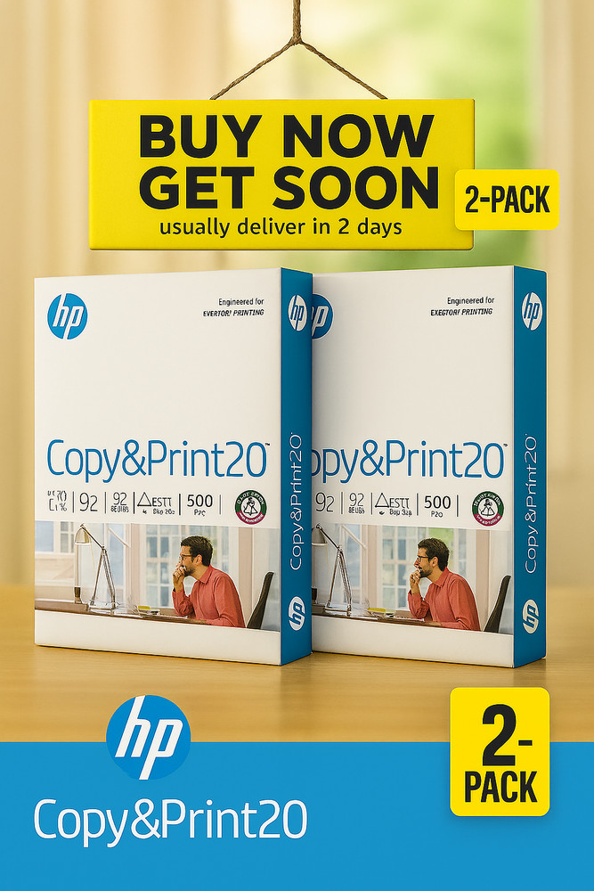 2 Pack HP Copy & Print20 Paper 20lb 8.5×11 Copy Printer Paper 1 Ream 500 Sheets