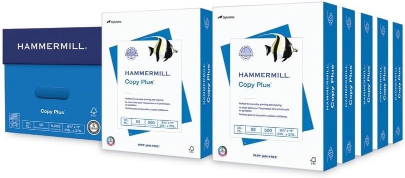 Hammermill Copy Plus 8.5″ x 11″ Printer Paper, 20 lb 92 Bright White 5000 Sheets