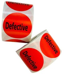 Defective Labels – 2″ Round Red Quality Control Inventory Stickers 2RLS of 500EA