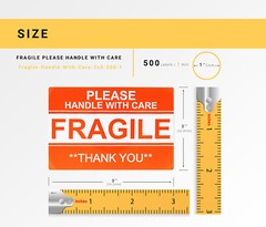 1 Roll ; 500 Labels 2×3 (2″ x 3″) Pre-Printed FRAGILE HANDLE WITH CARE Labels