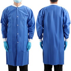 JMU Dental Disposable Lab Coat Gown 3 Pockets Blue Full Sleeve SMS Medical S-XL