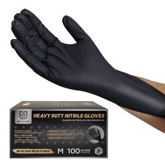 800-Count Heavy-Duty 8 Mil Black Nitrile Gloves | Textured Industrial Bulk Lot