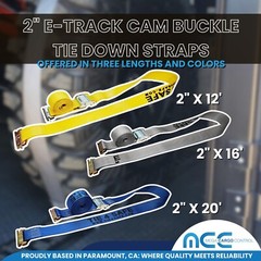 2″ x 12′ 16′ 20′ E-Track Cam Buckle Tie Down Strap for Truck Trailer Cargo Van