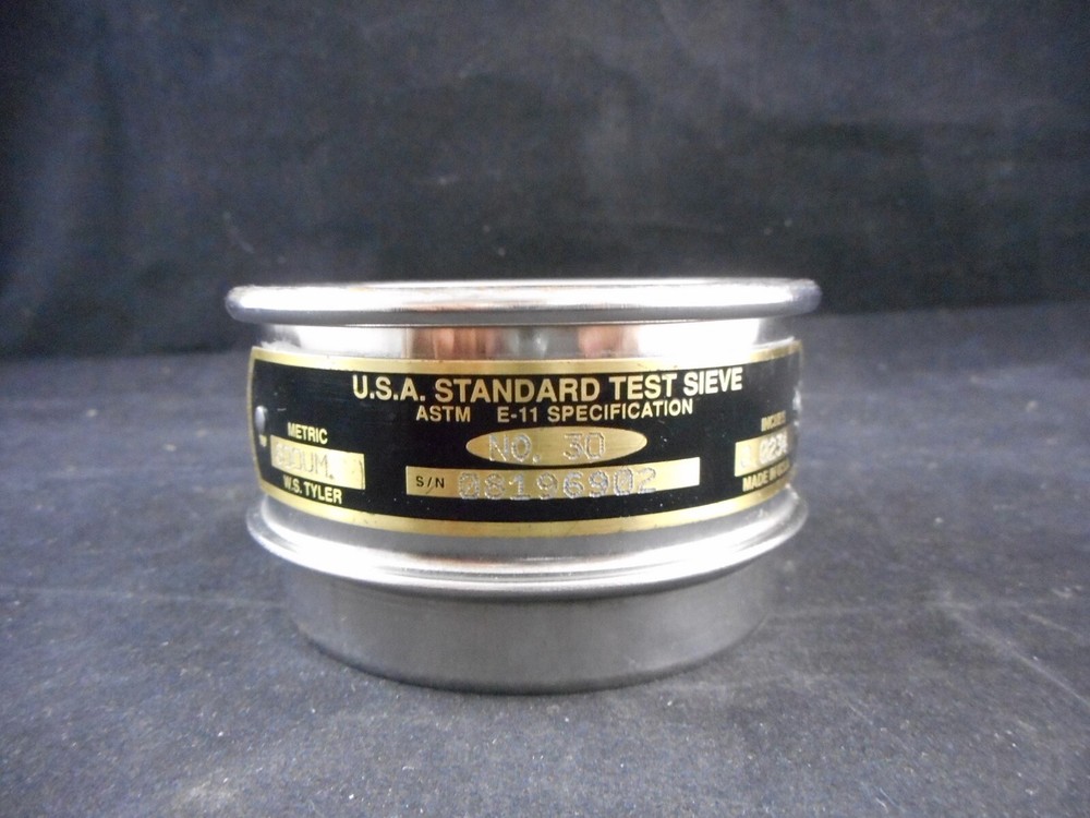 W.S. TYLER Stainless Steel Cloth 3” Test Sieves No.30 600um Half Height 1713 1PK