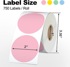 2″ 750 Labels Circle Direct Thermal Stickers Labels Roll Compatible Wi