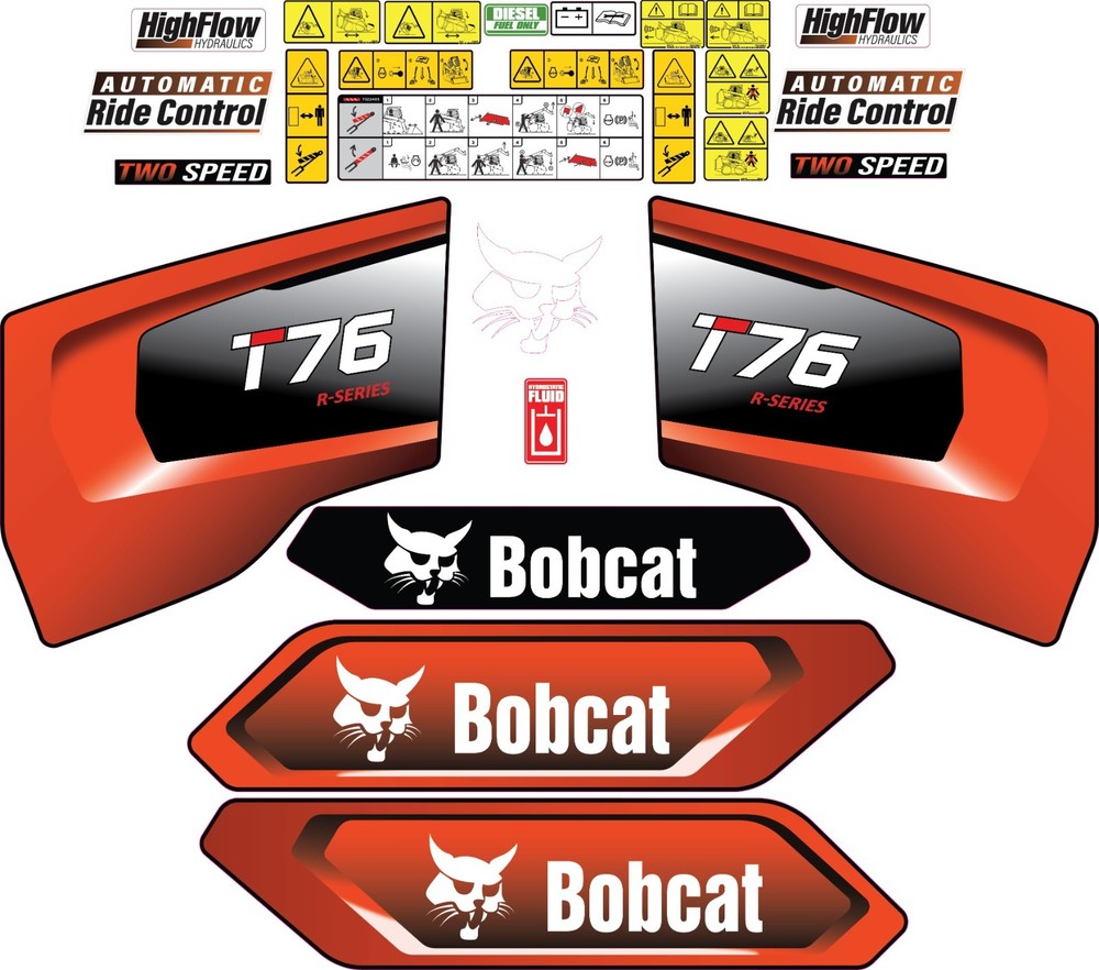 Fits Bobcat T76 Decal Kit Skid Steer / safety decals 3M VINYL / FREE SHIPPING