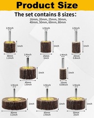 8 Pcs Flap Wheel Sander Set, 1/4″ Shank 8Size Flapper Wheel, Long-Lasting Cylin