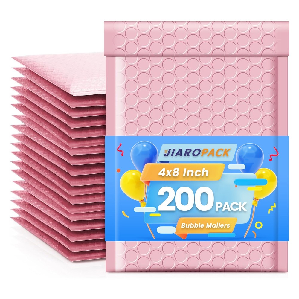 Poly Bubble Mailer 4×8″ 200pcs Small Padded Envelope Mailing Bags Light Pink#000