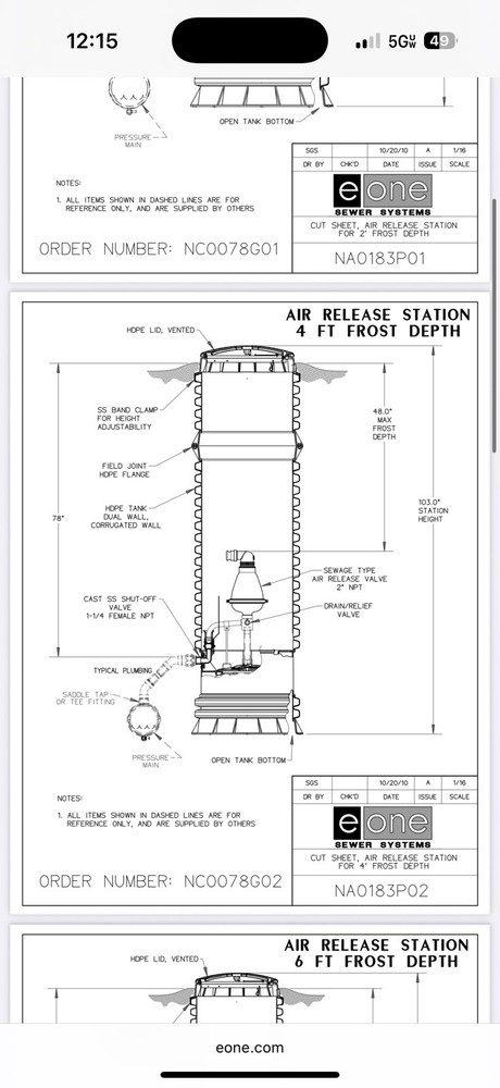 eOne Air Release Station 4′ Frost Depth HDPE 2in NPT NC0078G02