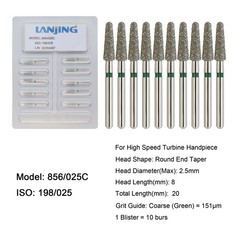 Dental Diamond Burs FG Round End Taper Football Barrel Pear Coarse Fine 856 379
