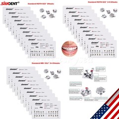 Dental Orthodontic Metal Bracket Braces Standard Roth/MBT 022 3/345 Hooks L