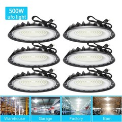 6 Pcs UFO Led High Bay Light 500W Commercial Industrial Warehouse Factory Light