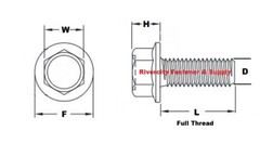 M10-1.25×30 JIS Small Head Flange Bolts M10x1.25x30mm Screws / 14mm Wrench Size