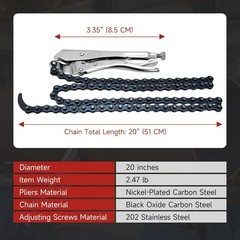 Adjustable Pipe Alignment Chain Pliers Clamp, Fit for Round Pipes up to 14″ in