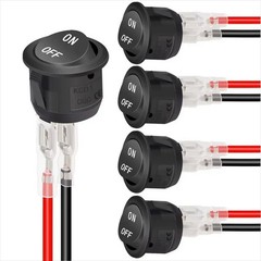 5Pcs 12V round Rocker Switch AC 6A/250V 10A/125V SPST 2 Pin 2 Position On/Off T