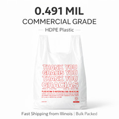 Thank You Carryout Bags 1/6 Size 22×6.5×11.5 0.491 Mil HDPE Retail Takeout