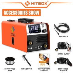 200A 110V/220V Gasless MIG Flux Core ARC/Lift TIG/MMA Welder &TIG Torch Home DIY