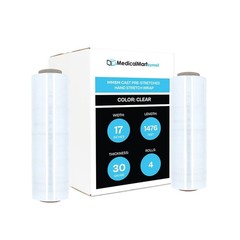 4 Rolls 17″ x 1476′ (30 Gauge) Plastic Film Pre-Stretch Hand Shrink Wrap Clear