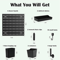Pegboard Wall Organizer Kits, 4 Pcs Pegboards with 21 Accessories Modular Hangin