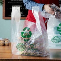 Bags 1/6 Large 21 x 6.5 x 11.5 2.25 M Clear Reusable Extra Heavy Plastic T-Shirt