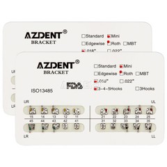 10 Kits AZDENT Dental Orthodontic Metal Bracket Braces Mini Roth .018 Hooks 345