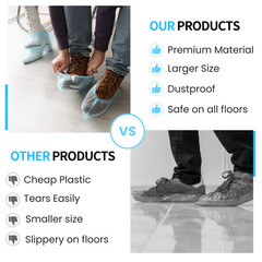 Disposable Non-Slip Shoe Covers (500 Pairs) Blue Extra Large Non-Woven Durable
