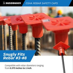 Sandbaggy OSHA Rebar Safety Caps (Impalement Protection) | Rebar #3-8 [USA Made]