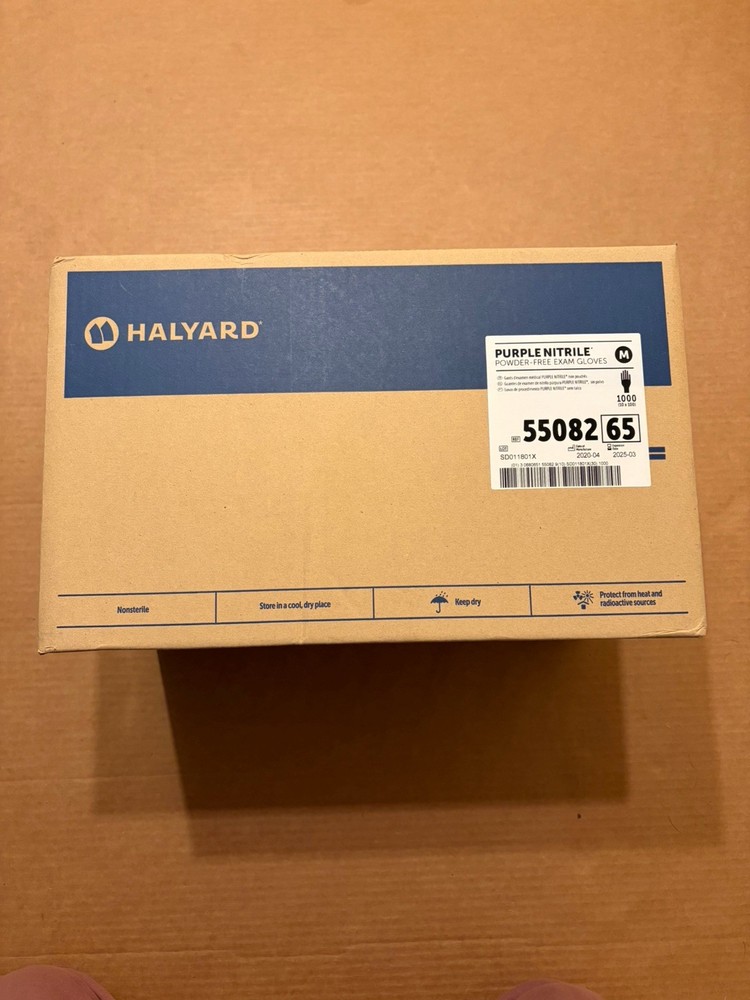 HALYARD PURPLE NITRILE Gloves Powder-Free 55082 10 Boxes (1000ct) Sz M Exp 3/25