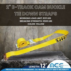 2″ x 12′ 16′ 20′ E-Track Cam Buckle Tie Down Strap for Truck Trailer Cargo Van