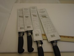 New Chef Starter Set (4) Pro Knives 8in Chefs 6in Boning 12in Bread 10in Cimeter