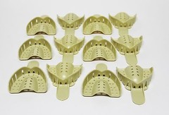 Dental Plastic Impression Trays Perforated Autoclavable Upper Medium #3 12 Pcs