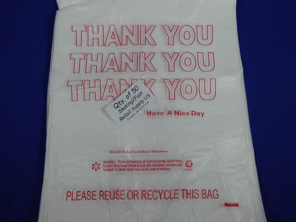 THANK YOU T-Shirt 1/6 Barrel Bags 11.5″ x 6.5″ x 22″ Plastic Retail Shopping