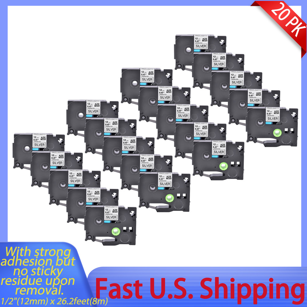 20x TZe-931 Black on Silver 1/2″ TZe Tapes Compatible For Brother PT Cube Plus