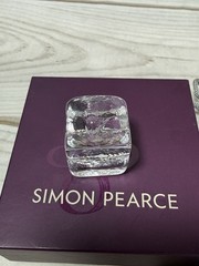 Simon Pearce Cube Glass Business Card Holder Paperweight
